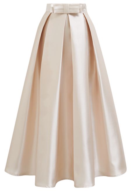 Luxurious Night Bowknot Pleated A-Line Skirt