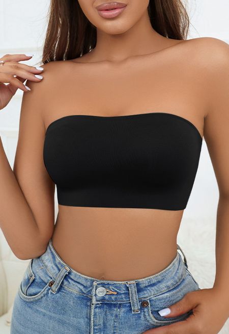 Strapless Bandeau Bra Top in Black