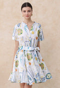 Fruit Paradise Printed V-Neck Flare Dress