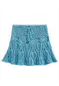 Boho Crochet Cover Up Mini Skirt in Blue