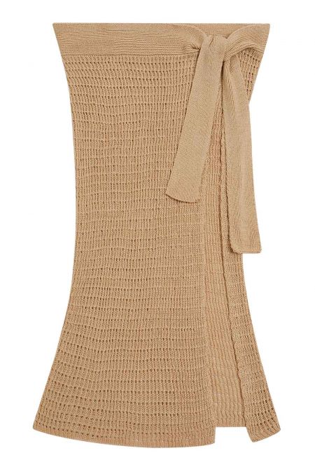 Self-Tie Waist Open-Knit Midi Sarong