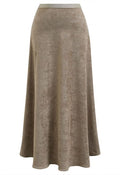 Faux Suede Elastic-Waist Maxi Skirt in Sand