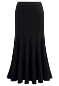 Dynamic Flare Hem Ribbed Knit Maxi Skirt in Black