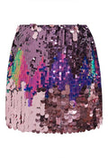 Eye-Catching Sequins Embellished Mini Bud Skirt in Purple