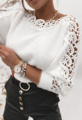 Inviting Lace Trim Fuzzy Knit Sweater