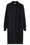 Cloud Touch Fuzzy Knit Longline Cardigan in Black