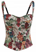 Vintage Flower Canvas Bustier Top in Burgundy
