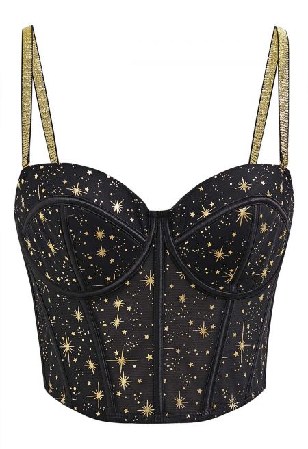 Midnight Charm Golden Stars Bustier Top