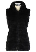 Chicwish Faux Fur Hooded Quilt Vest in Black