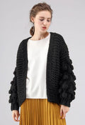 Cuteness on Sleeves Chunky Cardigan in Black