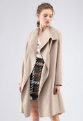 Free Myself Open Front Wool-Blend Coat in Sand