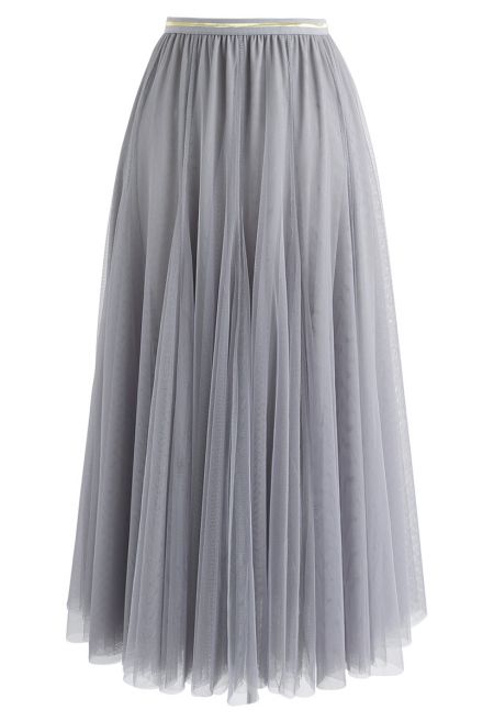 My Secret Garden Tulle Maxi Skirt in Grey