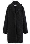 Feeling of Warmth Faux Fur Longline Coat in Black