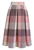 Greatest Embrace Check Midi Skirt in Pink