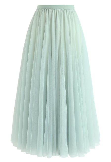 My Secret Garden Tulle Maxi Skirt in Mint