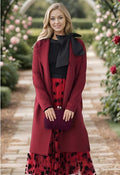 Classy Open Front Knit Coat in Burgundy