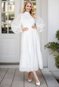 Victorian Elegance Cutwork Lace Maxi Dress in White