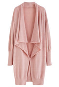 Waterfall Longline Knit Cardigan in Pink