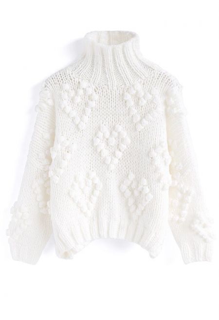 Knit Your Love Turtleneck Sweater in White