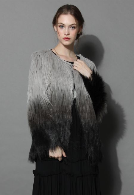 Super Star Dip Dyed Faux Fur Coat